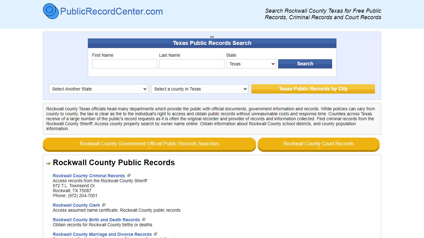 Rockwall County Texas Free Public Records - Court Records ...